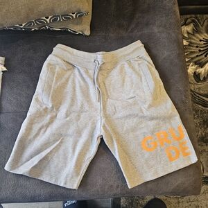 RUDE Gray Shorts with Orange Logo